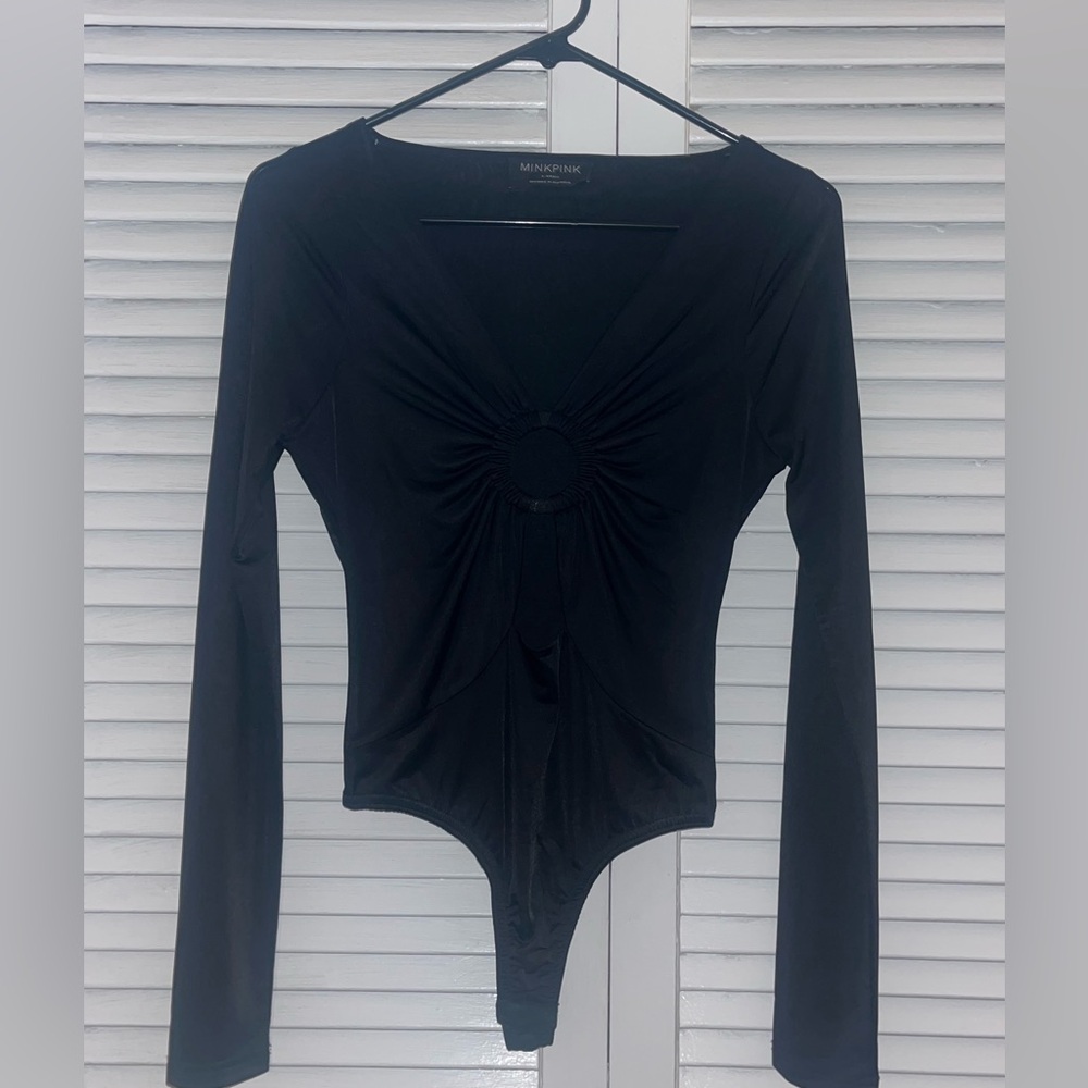 Minkpink Black Keyhole Long Sleeve Top